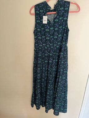 J. Crew Teal Floral Sleeveless Midi Dress
